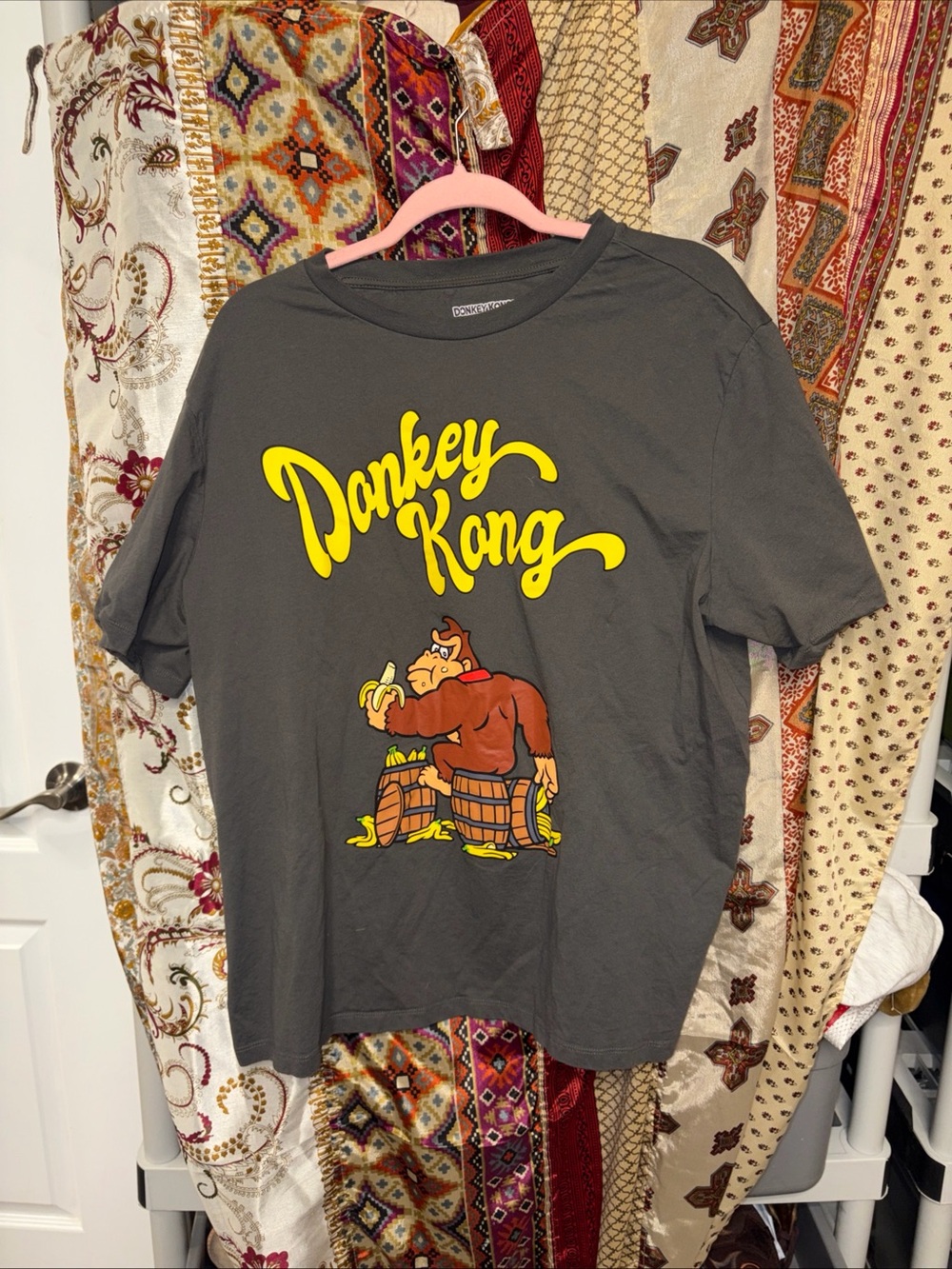 Vintage Nintendo Donkey Kong graphic t shirt unisex men's xl gray ape bananas
